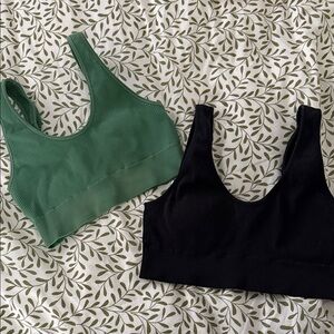 Aerie Ribbed Sports Bras - Green and Black